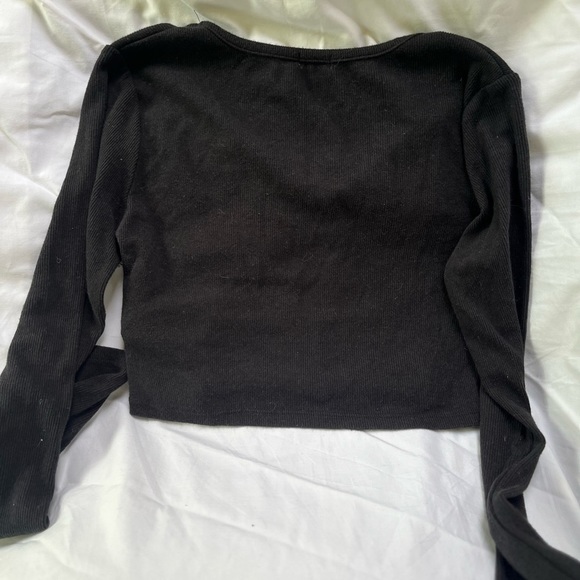 💛Garage Black Longsleeved Crop Top Ribbed Fitted - Size Medium - No Flaws - - Picture 6 of 8